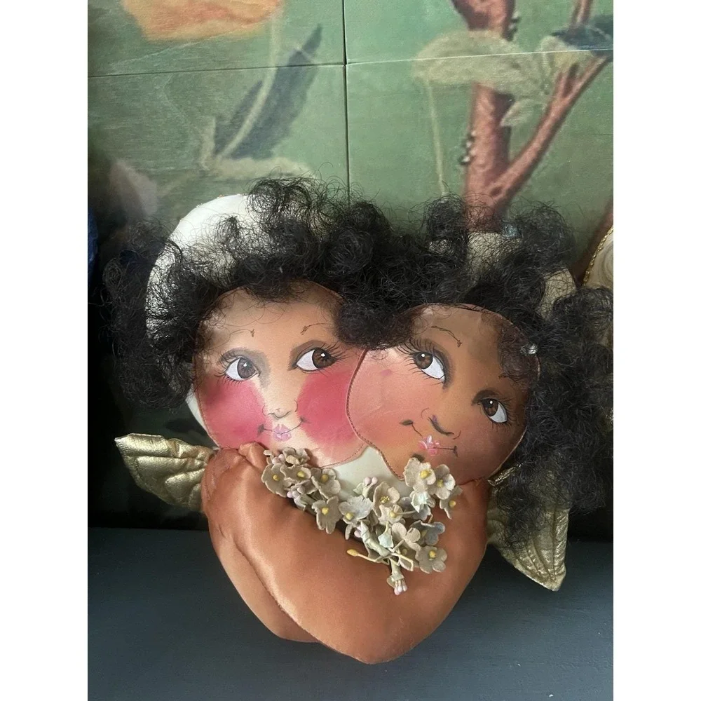 Jan Feenstra Plush Satin Pillow Dolls Hand Painted Whimsical Angels Celestial
